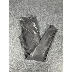 Spanx Leggings Womens Large Black Faux Leather Shaping High Rise Slimming Pants